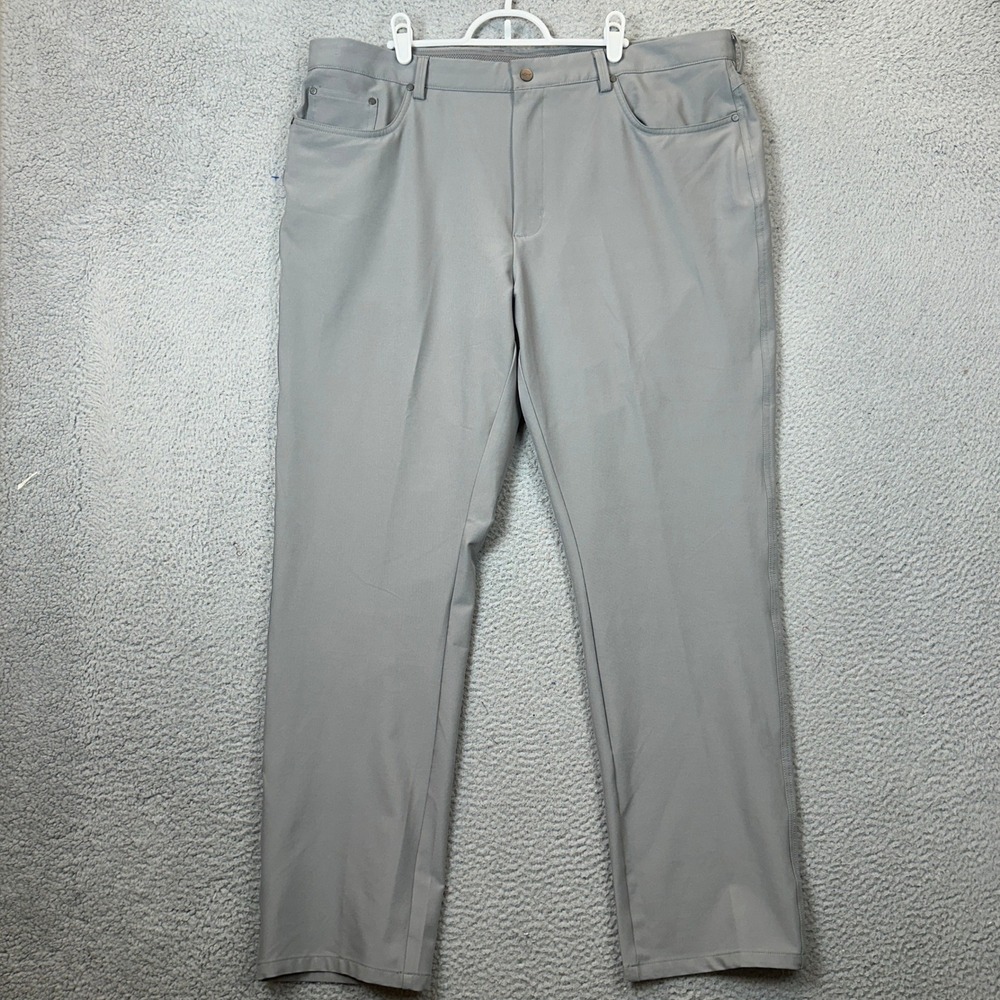 Greg Norman Golf Pants Mens 40X32 5-Pocket Grey Stretch Flat Front Performance